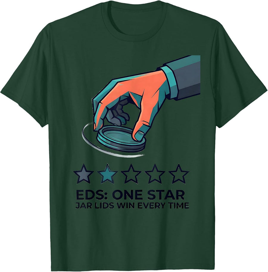 Men's EDS One Star Jar Lids Win Every Time Chronic Illness Warrior T-Shirt - Dark Green