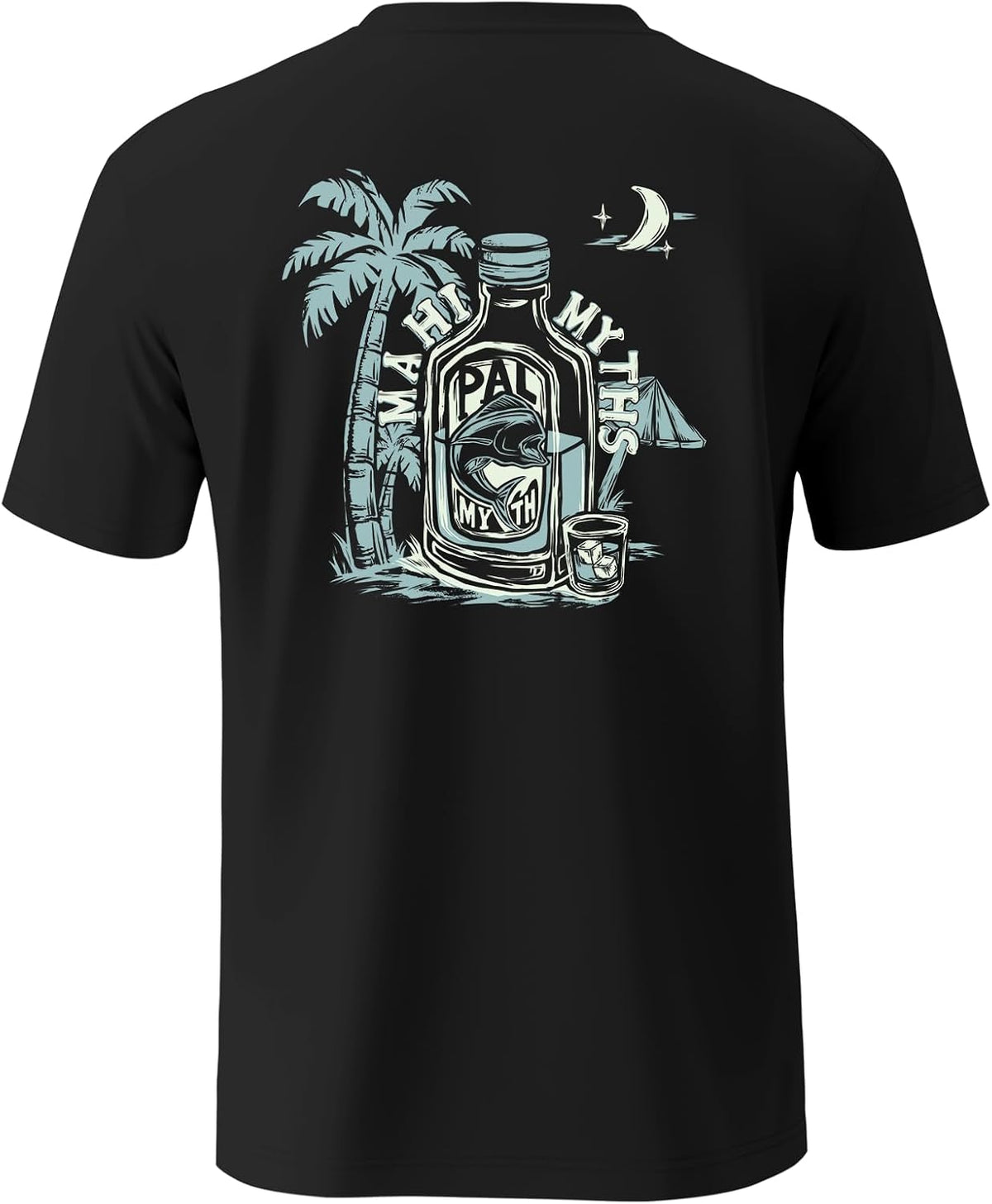 Palmyth Fishing Shirts for Men Short Sleeve UPF 50+ T-Shirt Quick Dry - Black \/ Mahi Myths