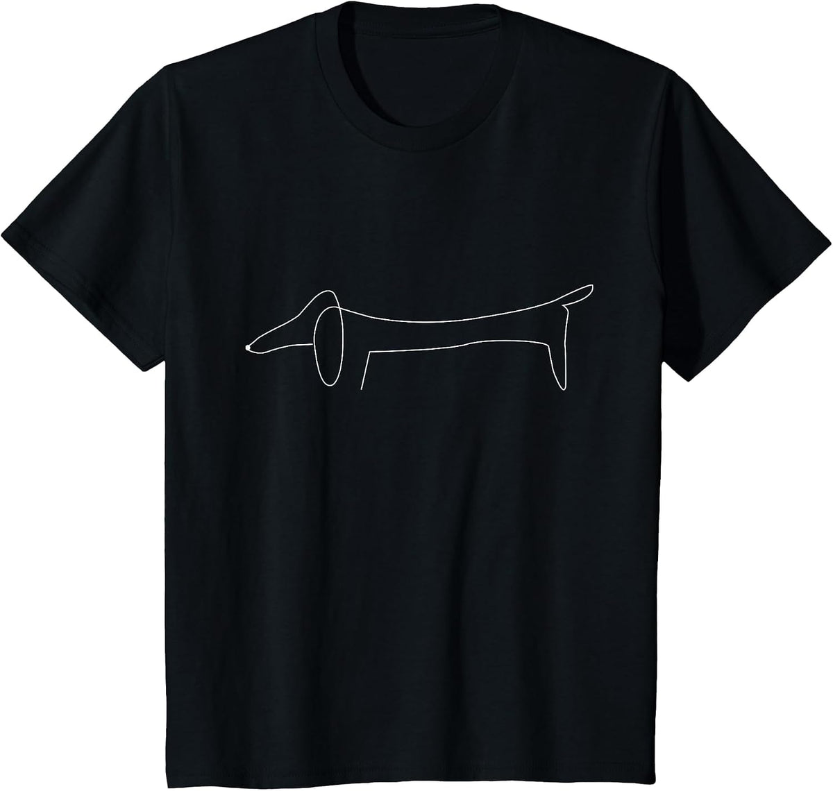 Funny Dog Design with A Line Art Painted Dachshund T-Shirt - Black