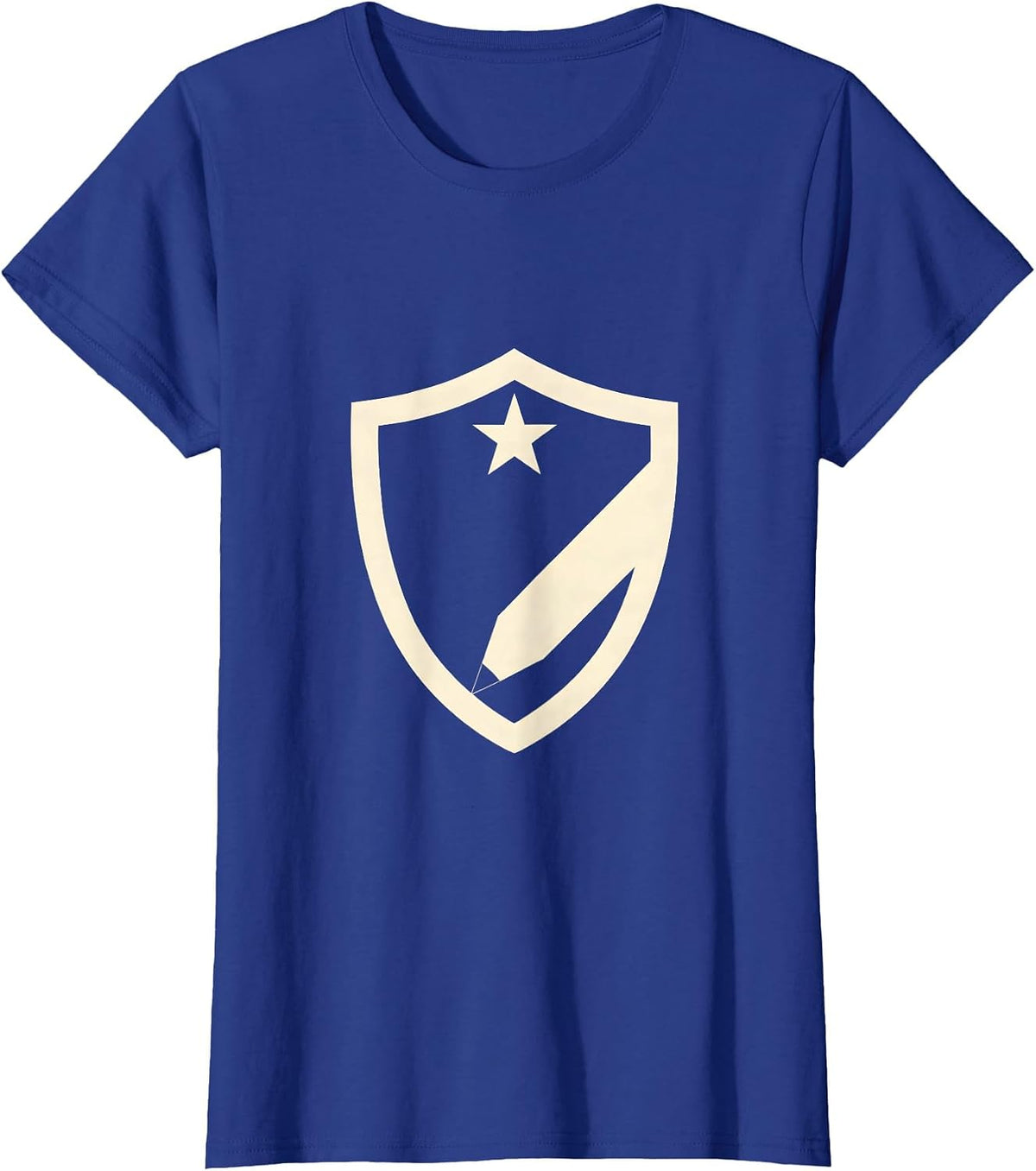 Women's Sped Teacher Shield Pencil Star Crest Design T-Shirt - Royal Blue