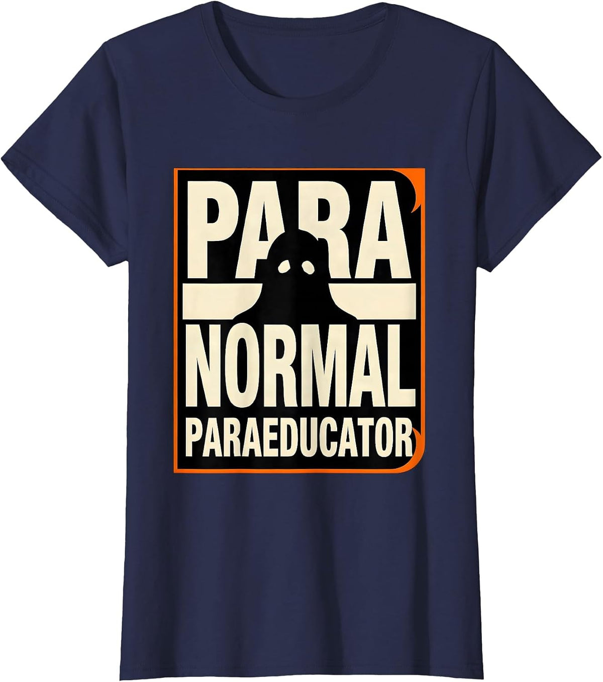 Women's Para Normal Paraeducator Ghost Stencil SpEd Teacher T-Shirt - Navy Blue