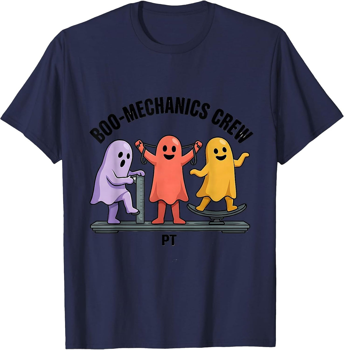 Boo-mechanics Crew PT Funny Physical Therapy Halloween T-Shirt - Navy Blue