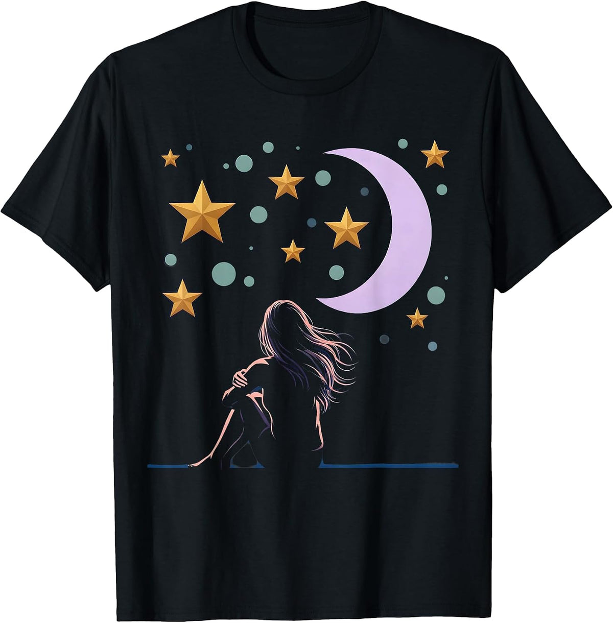 Men's Autism Awareness Starry Night Sky Gazing Design T-Shirt - Black
