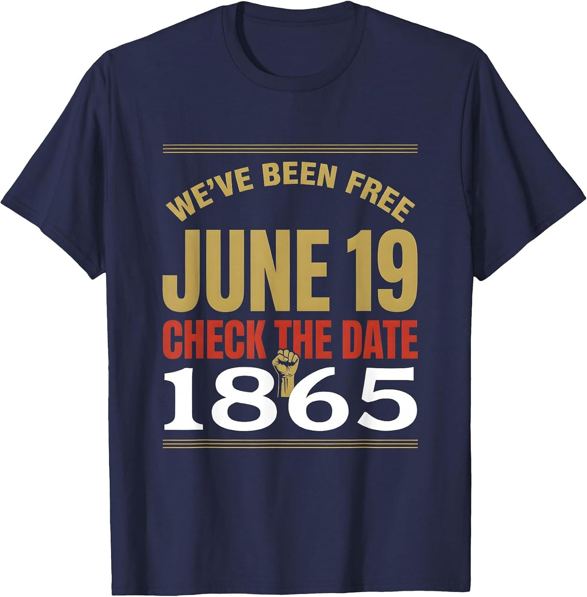 We've Been Free Check The Date Juneteenth 1865 T-Shirt - Navy Blue