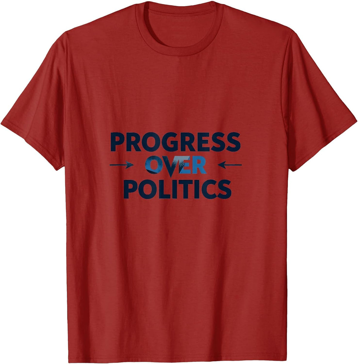 Progress Over Politics Inauguration Design T-Shirt - Cranberry Red