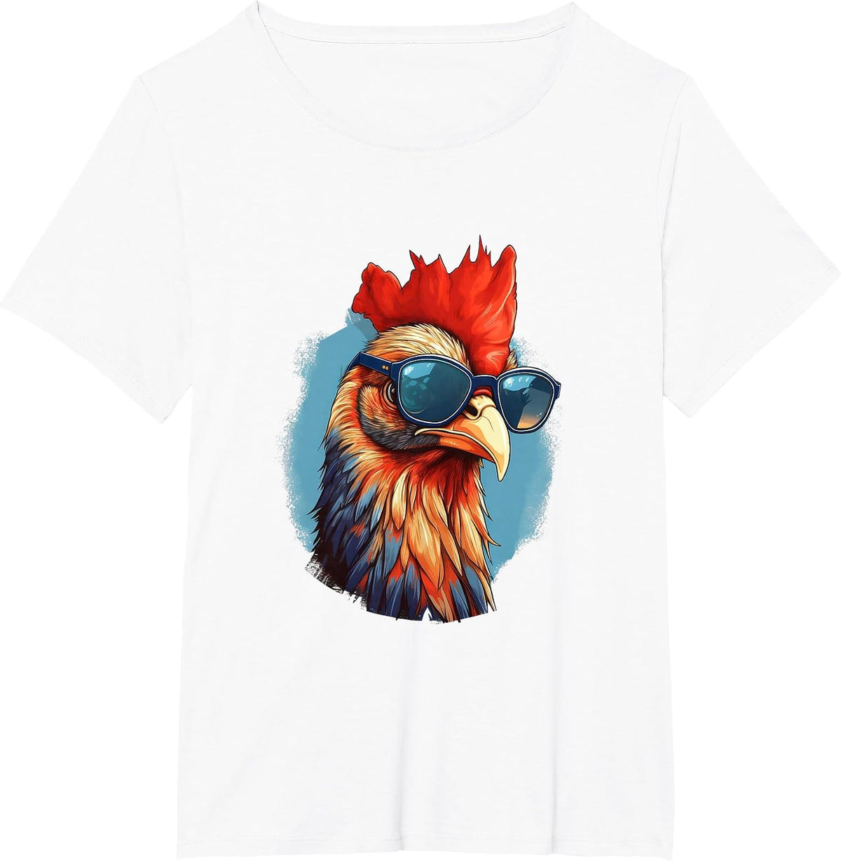 Vintage Rooster Chicken Sunglasses T-Shirt - White