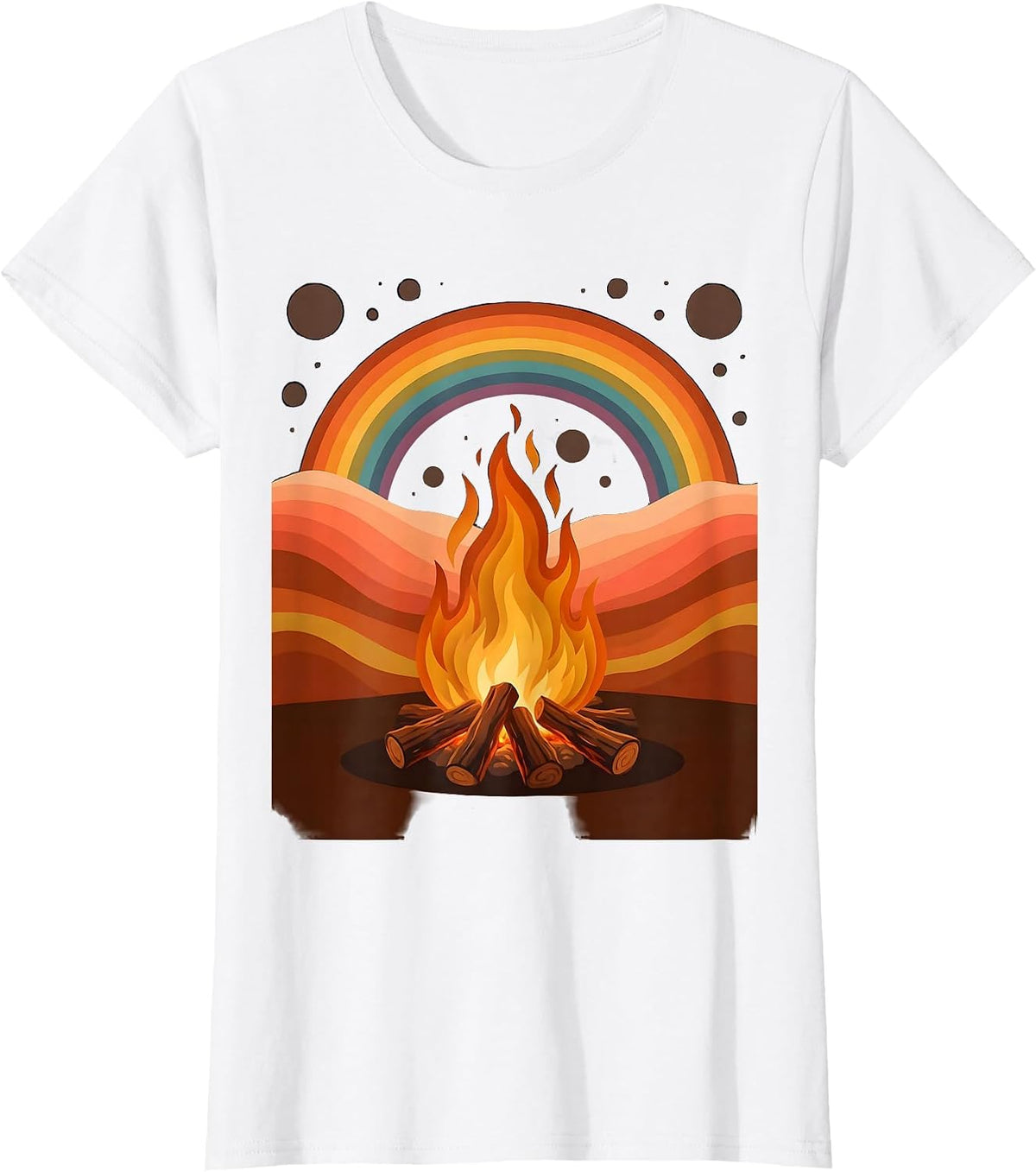 Women's Campfire Under Starry Night Sky Graphic T-Shirt - White