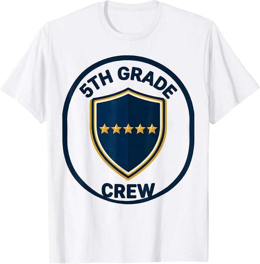 Men's 5th Grade Crew Funny Teacher Back To School Crew T-Shirt - White