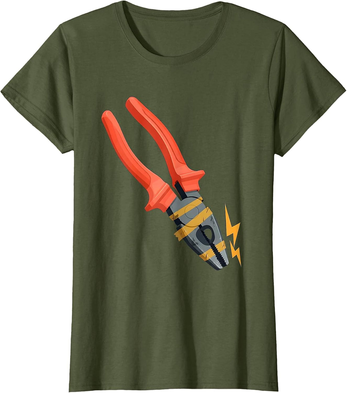 Women's Lineman's Pliers Electrician Trade Humor Gift T-Shirt - Olive Green
