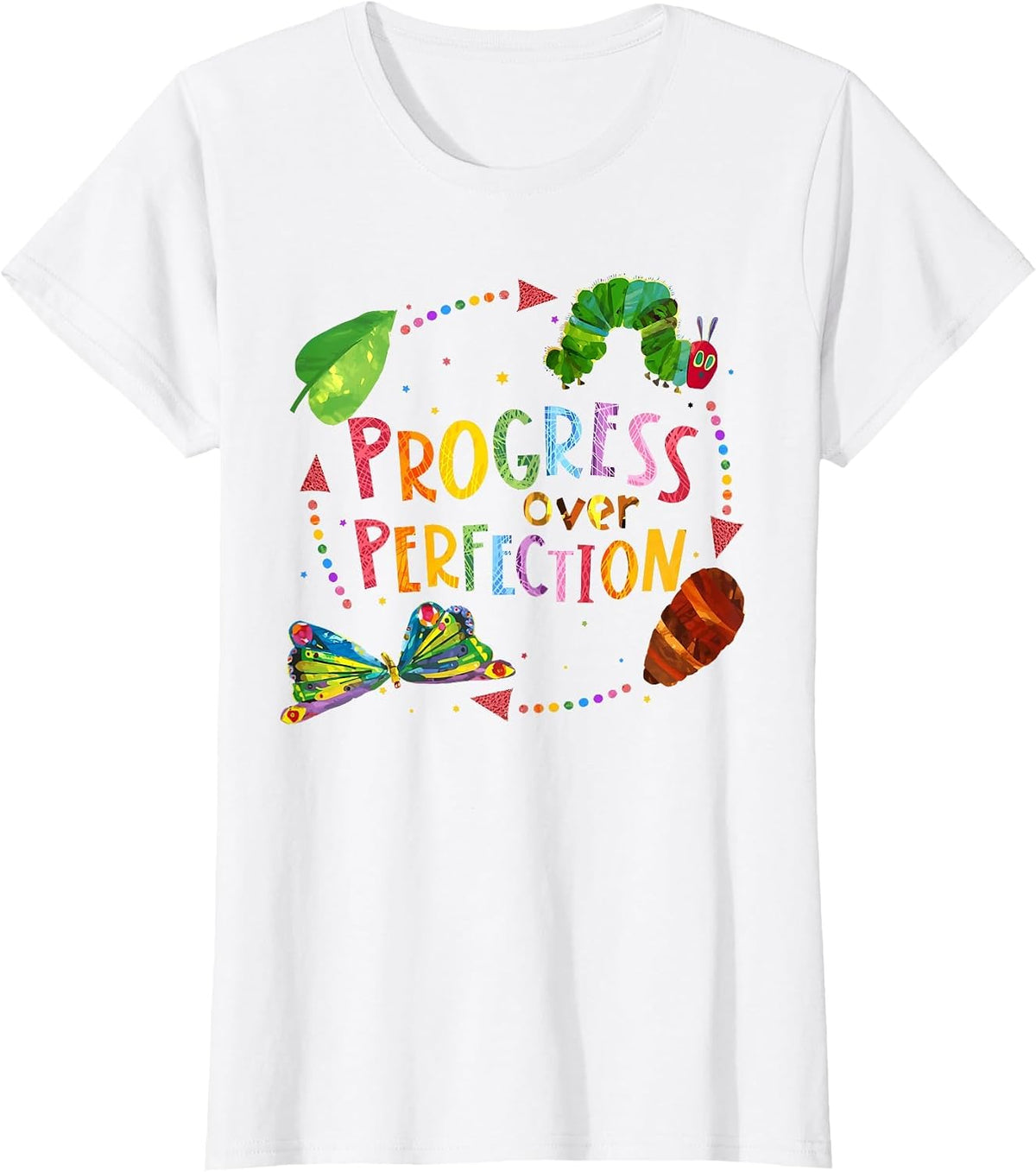 Progress Over Perfection Motivational National Teacher's Day T-Shirt - White