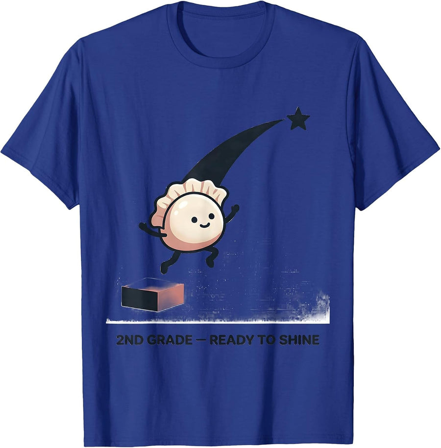 2nd Grade Ready To Shine Cute Dumpling Back to School Girl T-Shirt - Royal Blue