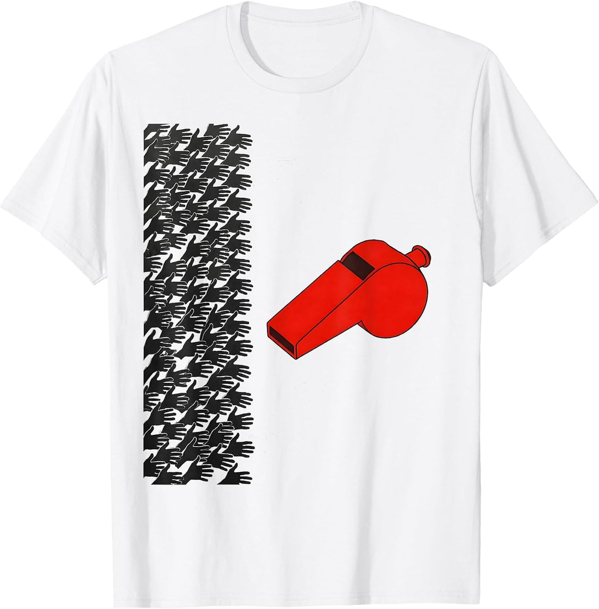 Men's Whistle And Hands Minimalist PE Teacher Back To School T-Shirt - White