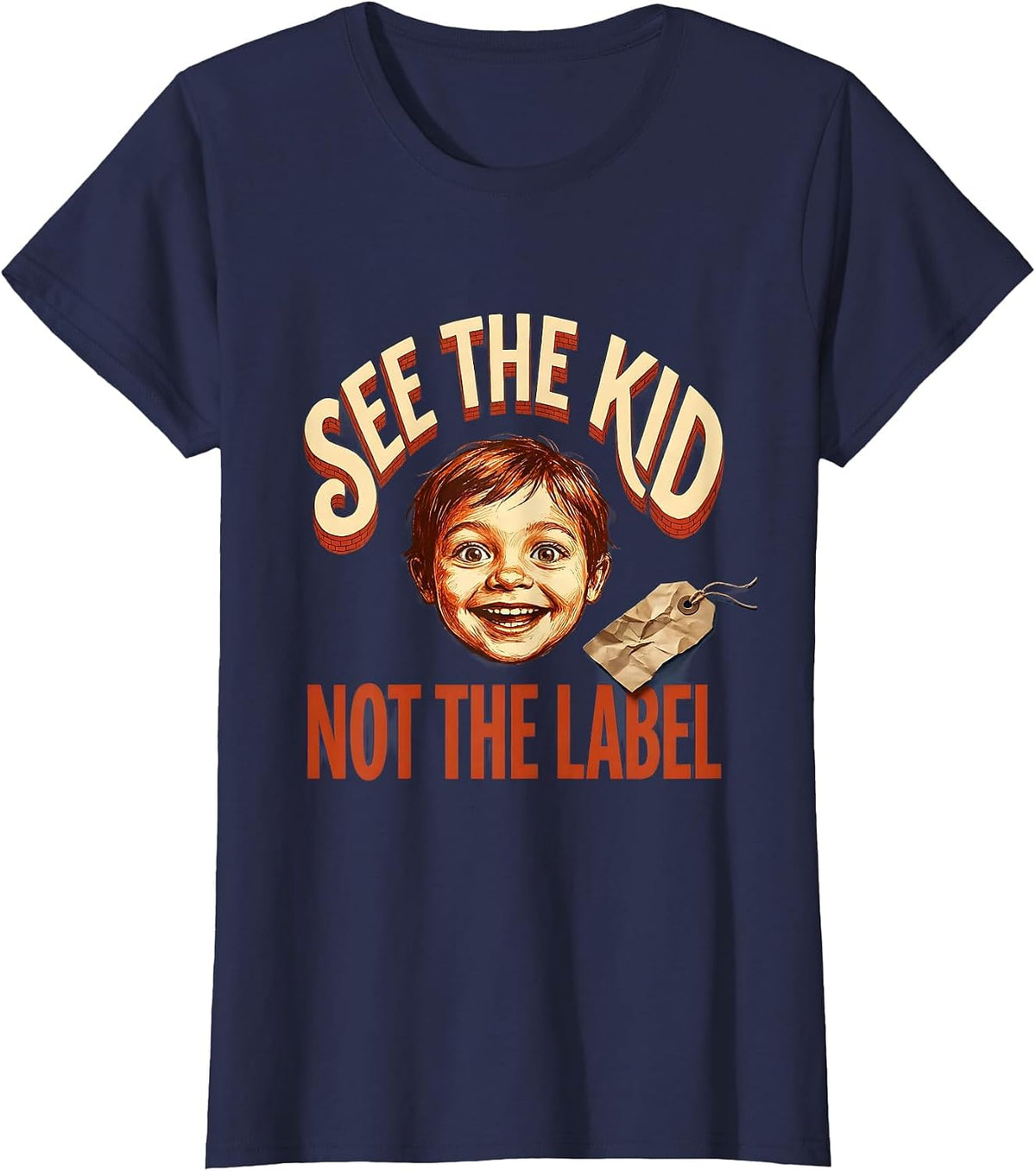Women's See the Kid Not the Label Special Education Tee T-Shirt - Navy Blue