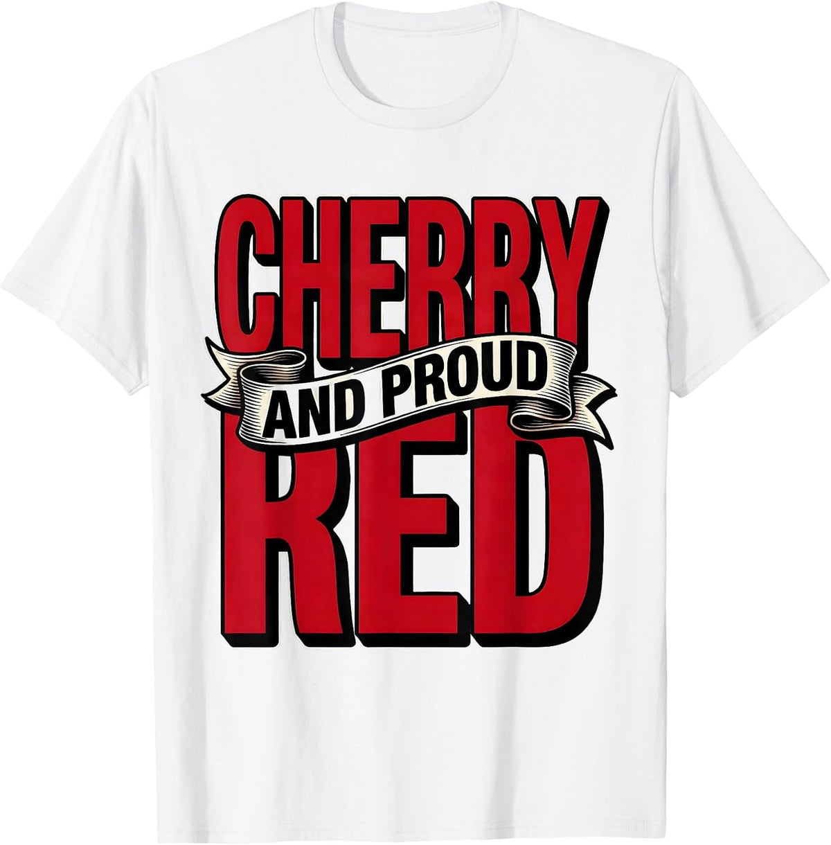 Men's Cherry Red and Proud Bold Graphic Design T-Shirt - White