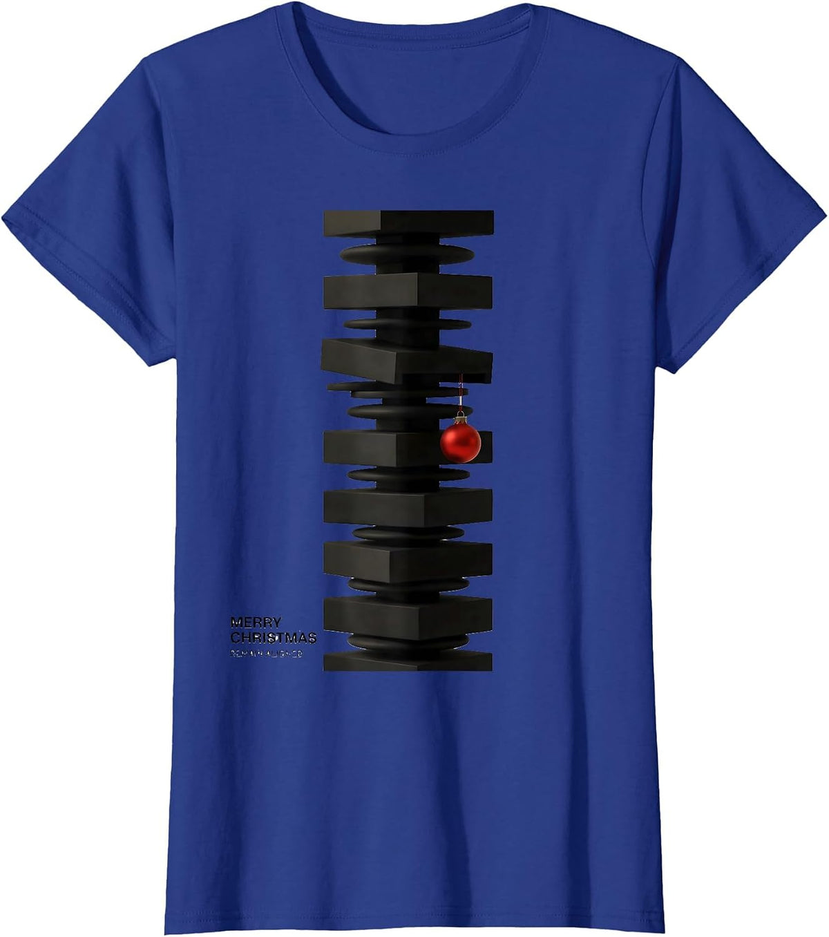 Women's Merry Christmas, Remain Aligned Funny Chiropractor Christmas T-Shirt - Royal Blue