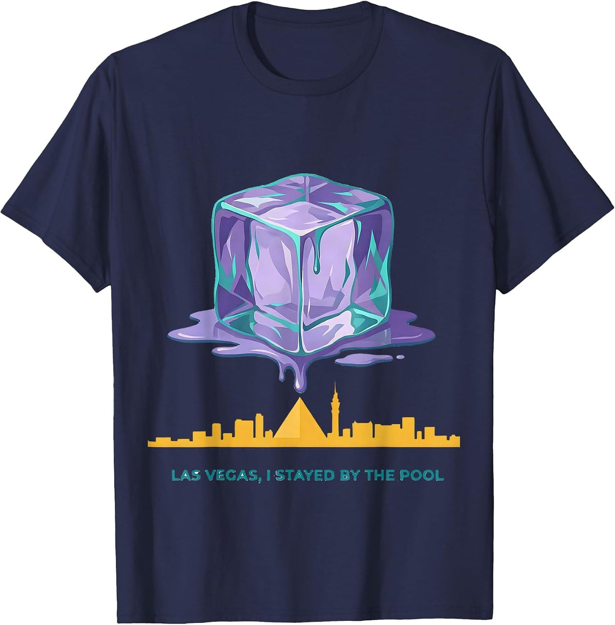 Las Vegas I Stayed By The Pool Vacation Souvenir Trip T-Shirt - Navy Blue