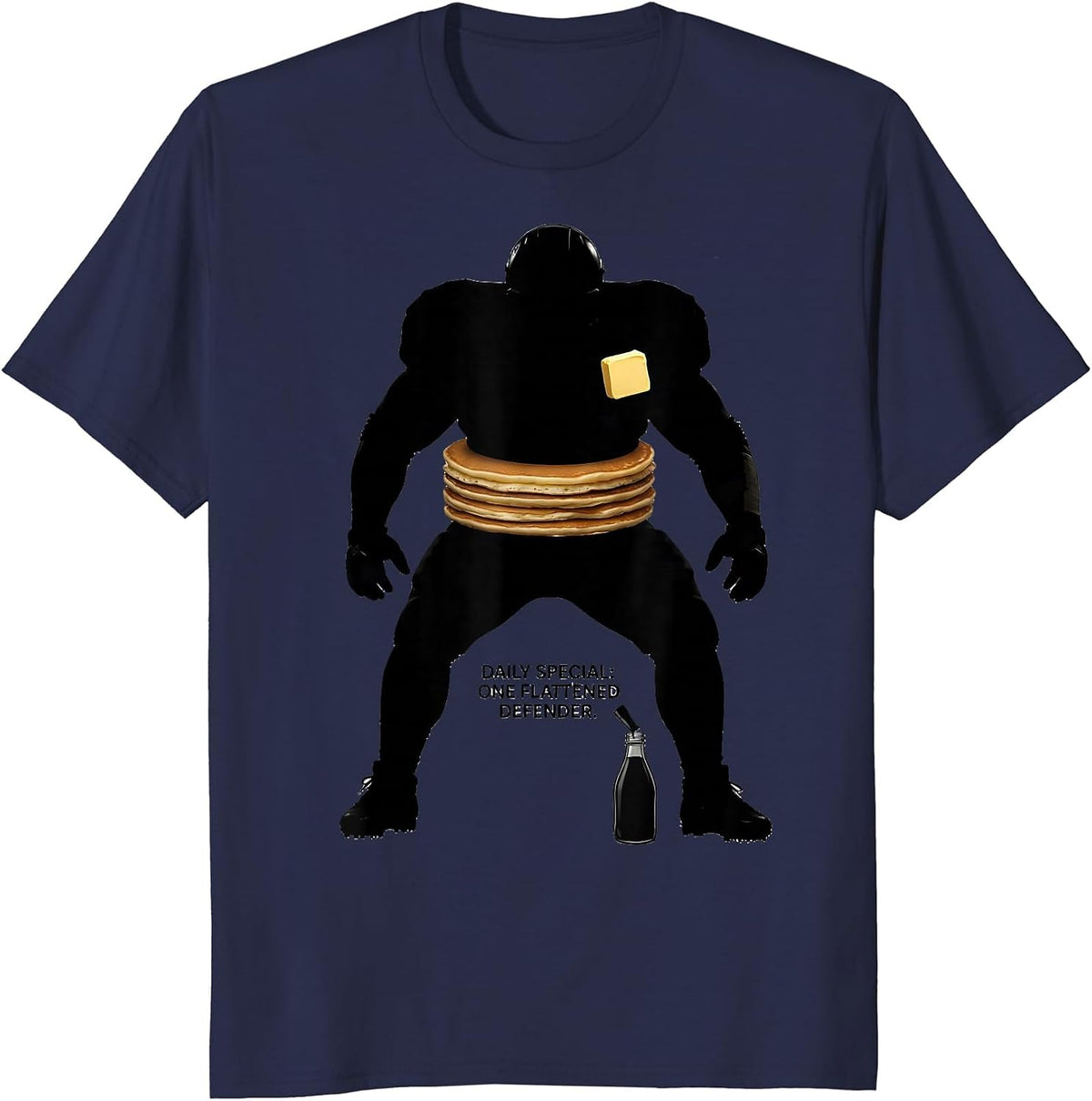 Daily Special One Flattened Defender Funny Football Lineman T-Shirt - Navy Blue