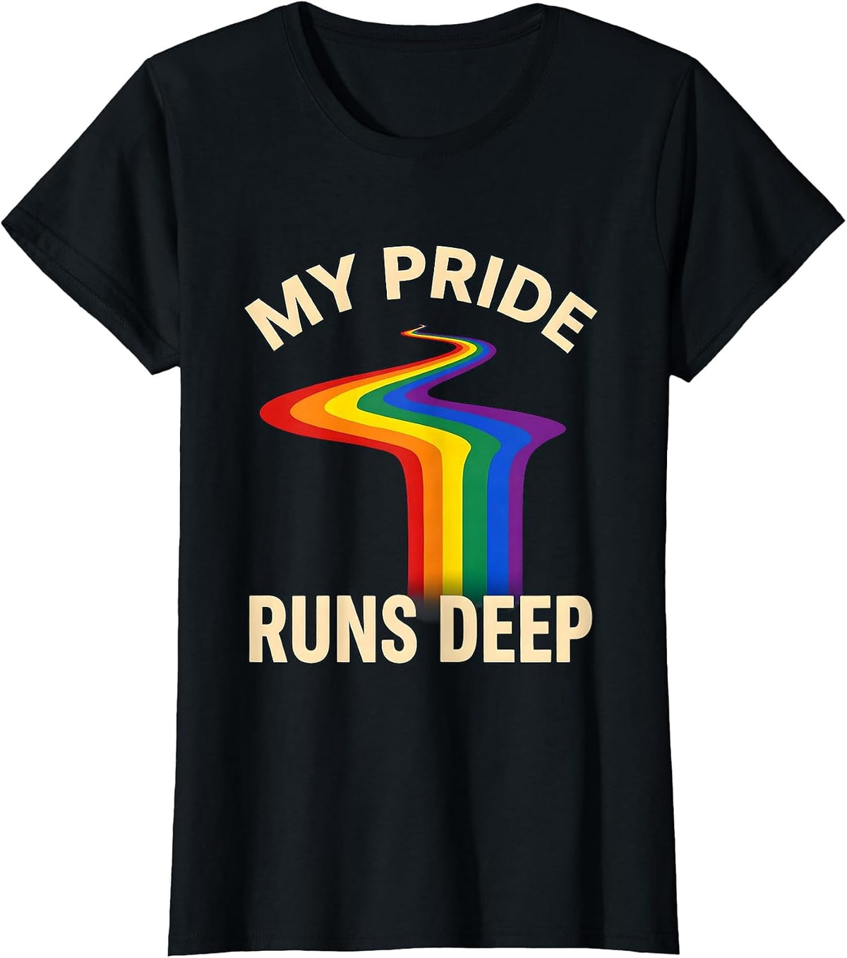 My Pride Runs Deep Pride Flag Graphic Design T-Shirt - Black
