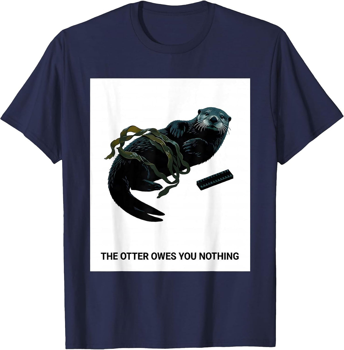 The Otter Owes You Nothing Minimalist National Parks Hiker T-Shirt - Navy Blue