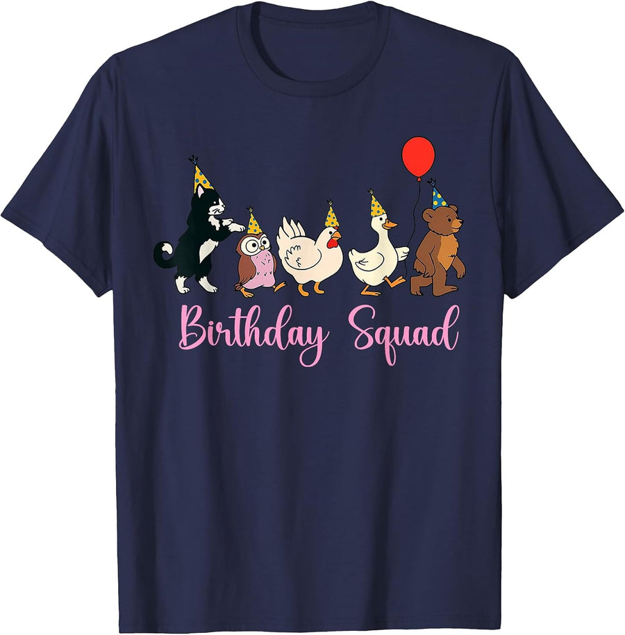 Funny Birthday Squad Animals Party Design for Child T-Shirt - Navy Blue