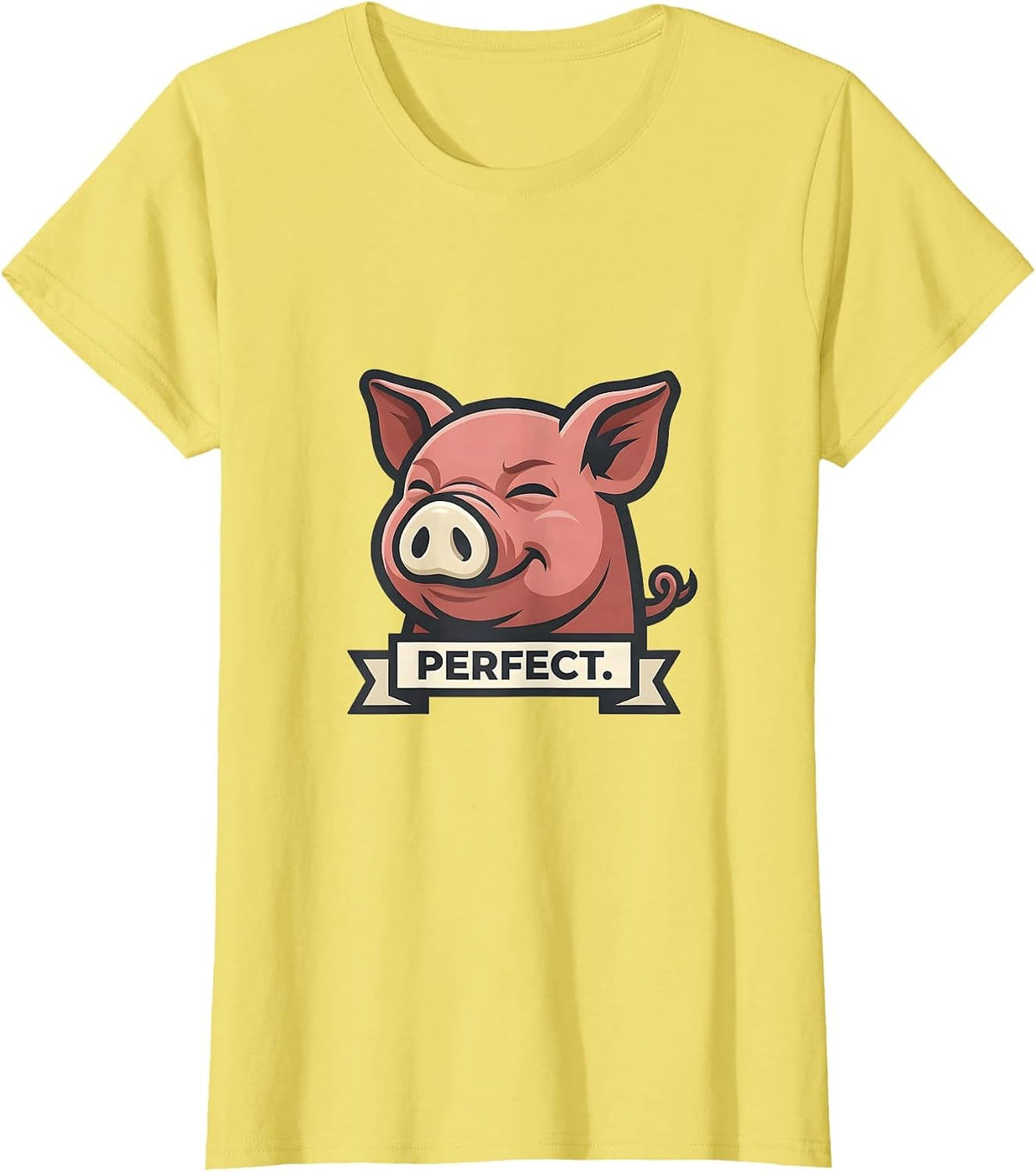 Perfect Funny Pig Farm Animal Lover Mascot Logo T-Shirt - Lemon Yellow