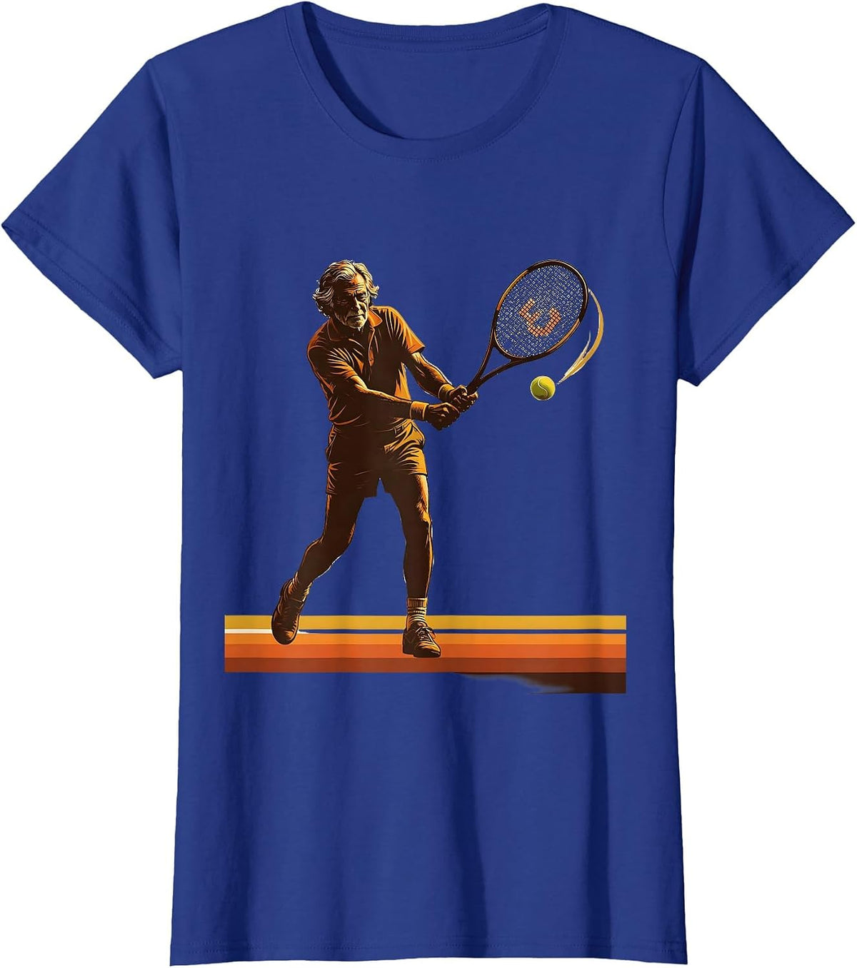 Women's Retro Tennis Player Swing Humor Vintage Racket Lover T-Shirt - Royal Blue