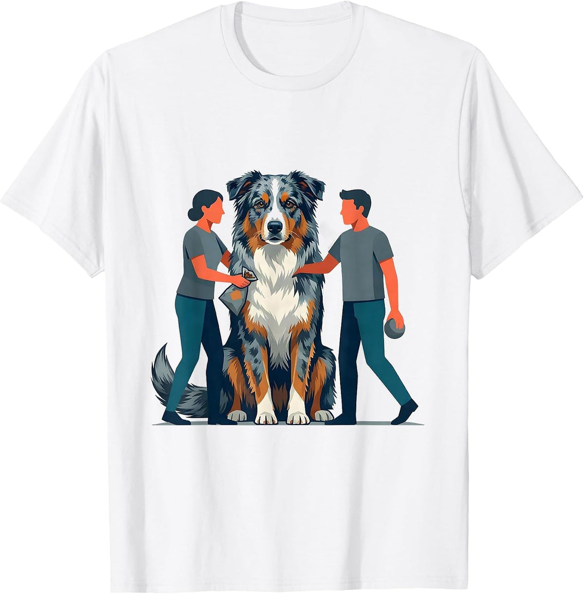 Men's Blue-Merle Australian Shepherd Dog Owner Funny Mom Dad Gift T-Shirt - White