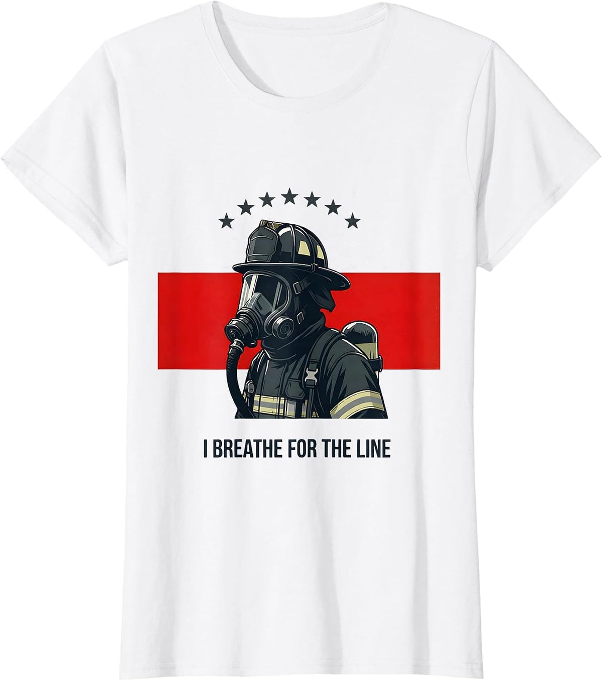 I Breathe For The Line Patriotic Firefighter Thin Red Line T-Shirt - White