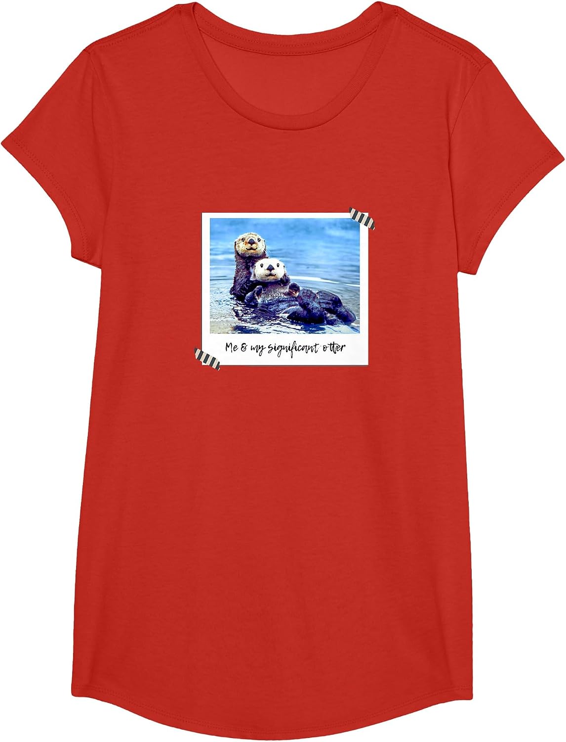 Me and My Significant Otter Tshirt - Funny Otter Pun t Shirt T-Shirt - Girls Red