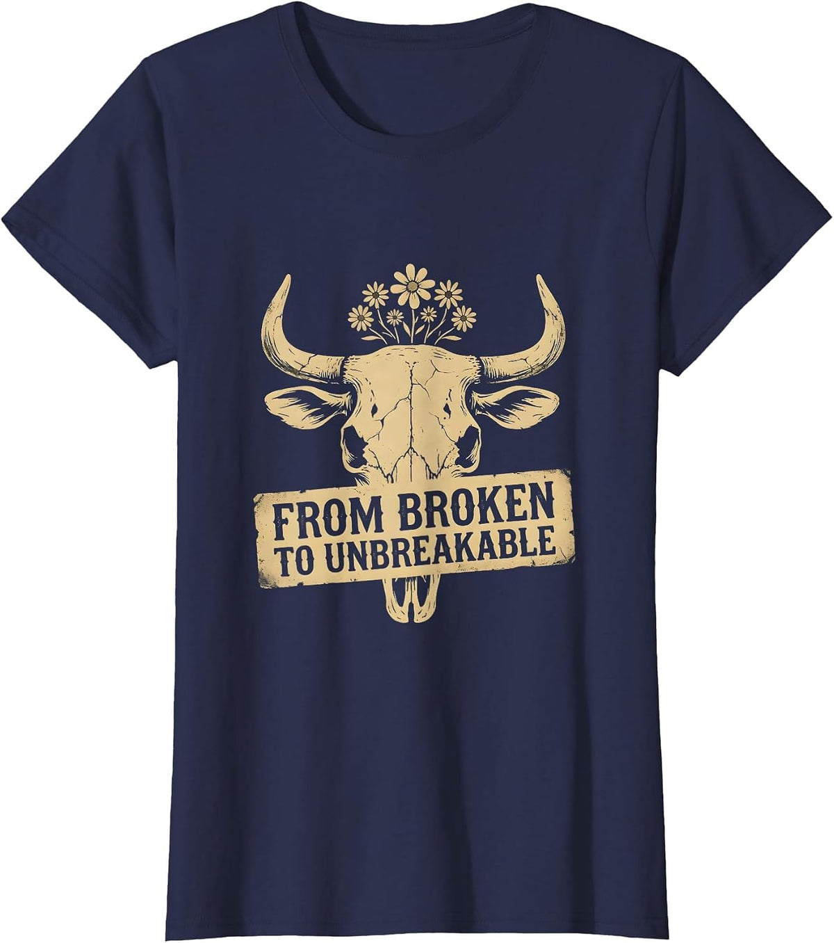 Women's From Broken To Unbreakable Physical Therapy Design T-Shirt - Navy Blue