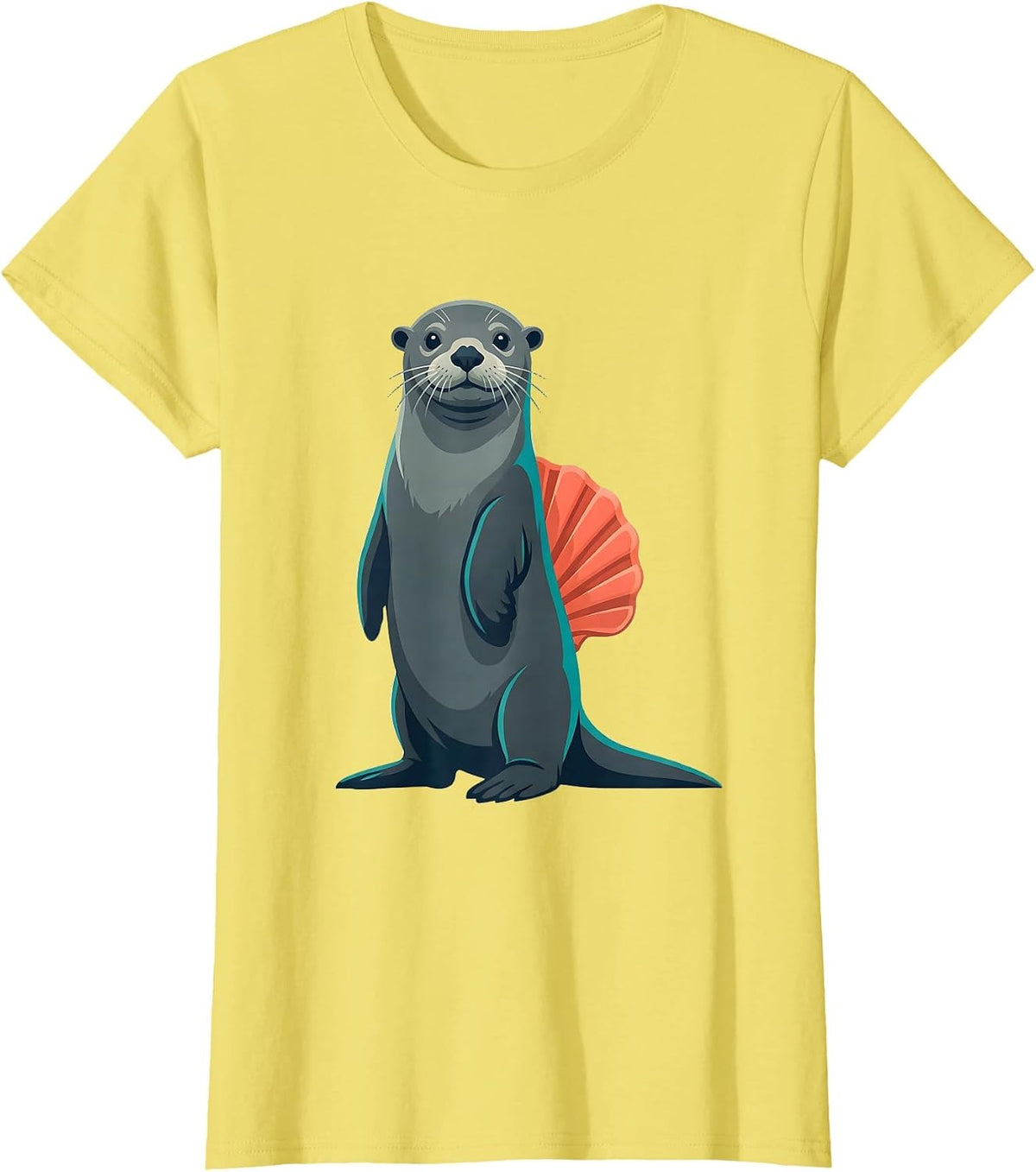 Sea Otter Flat Vector Funny Otter Lover Humor T-Shirt - Lemon Yellow
