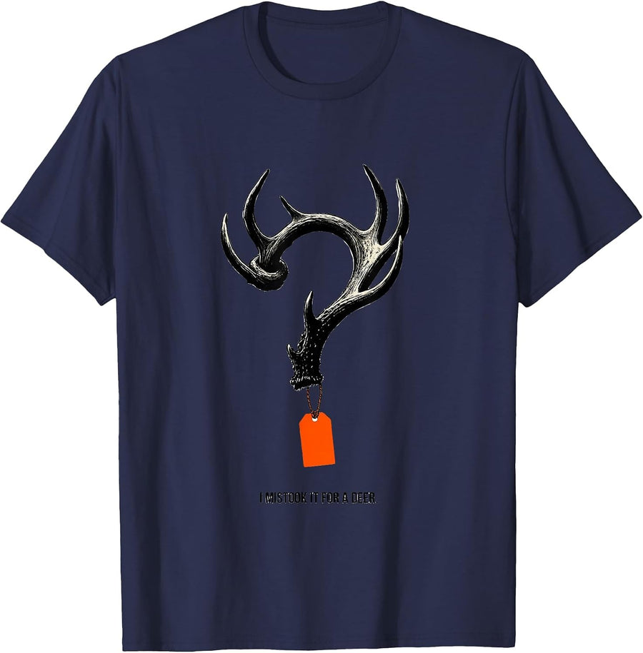 I Mistook It For A Deer Funny Hunter Christmas Matching T-Shirt - Navy Blue