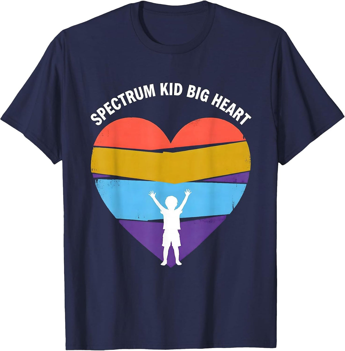 Men's Spectrum Kid Big Heart Autism Awareness Design T-Shirt - Navy Blue