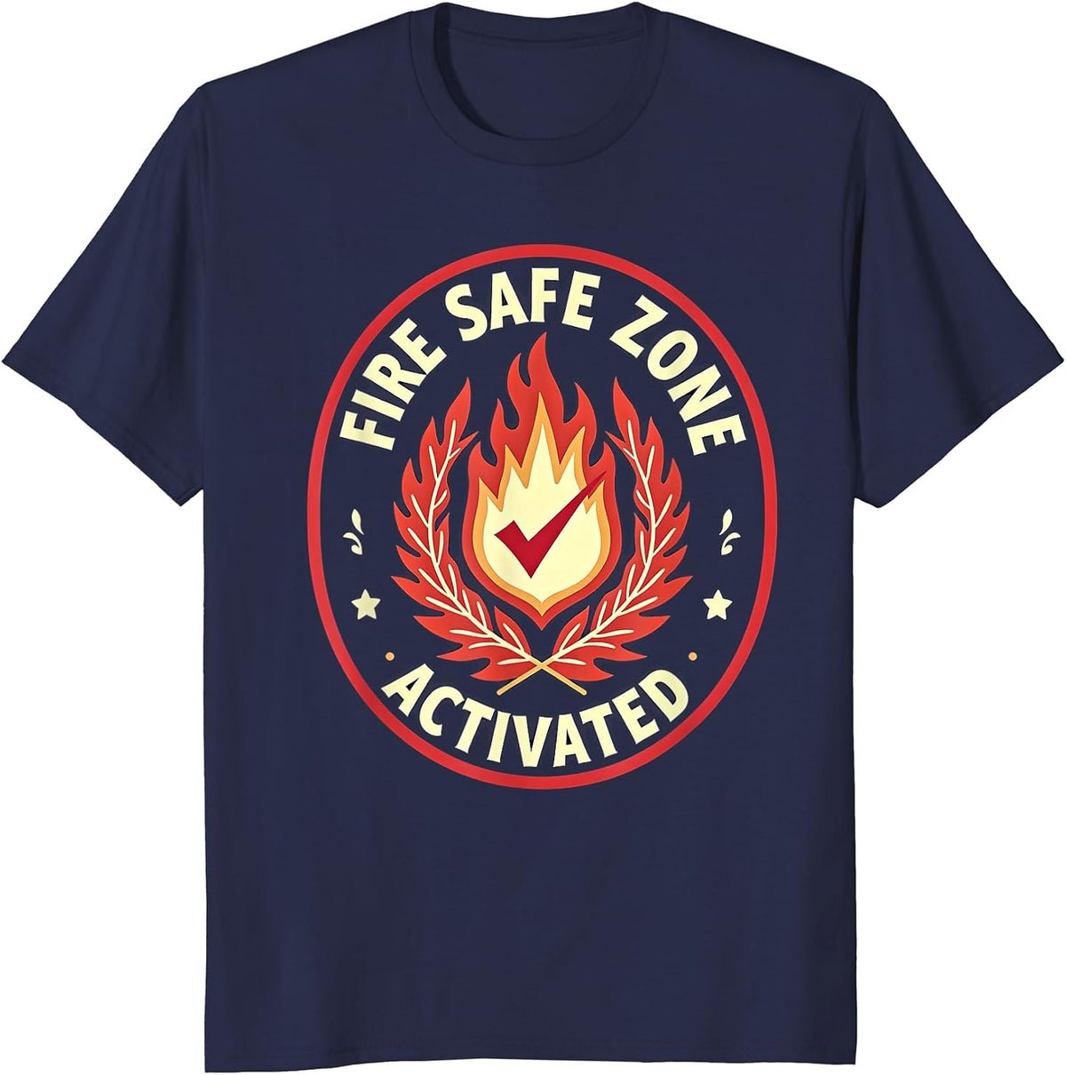 Fire Safe Zone Activated Fire Resistant Design T-Shirt - Navy Blue