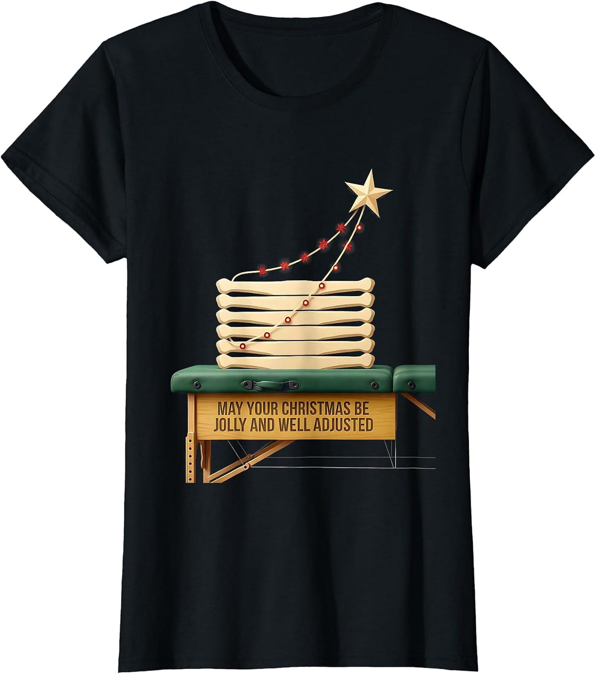 May Your Christmas Be Jolly And Well Adjusted Chiropractor T-Shirt - Black
