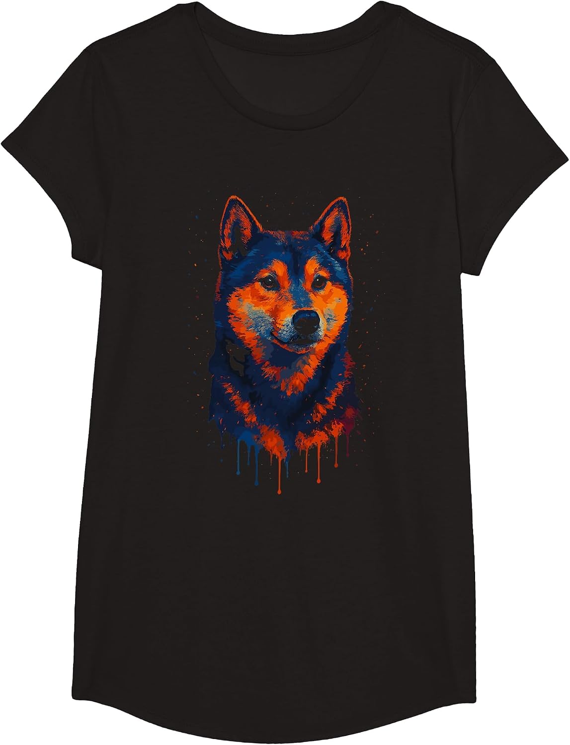 Colorful Shiba Inu T-Shirt - Girls Black