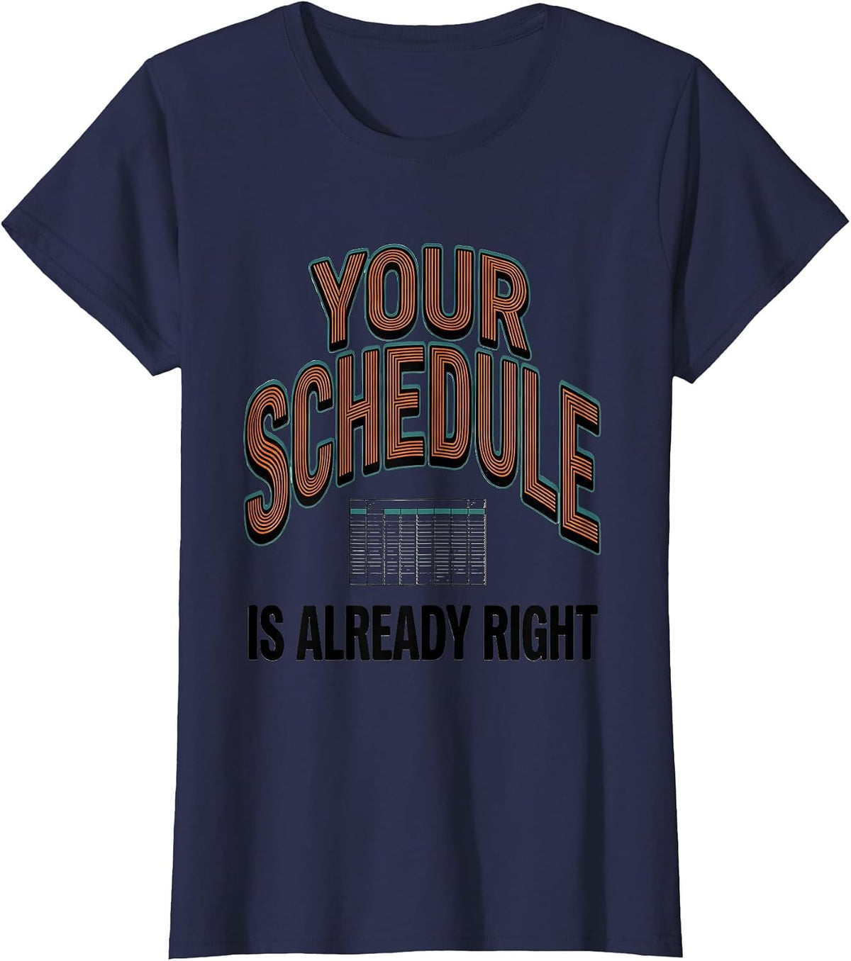 Women's Your Schedule Is Already Right Groovy School Counselor Work T-Shirt - Navy Blue