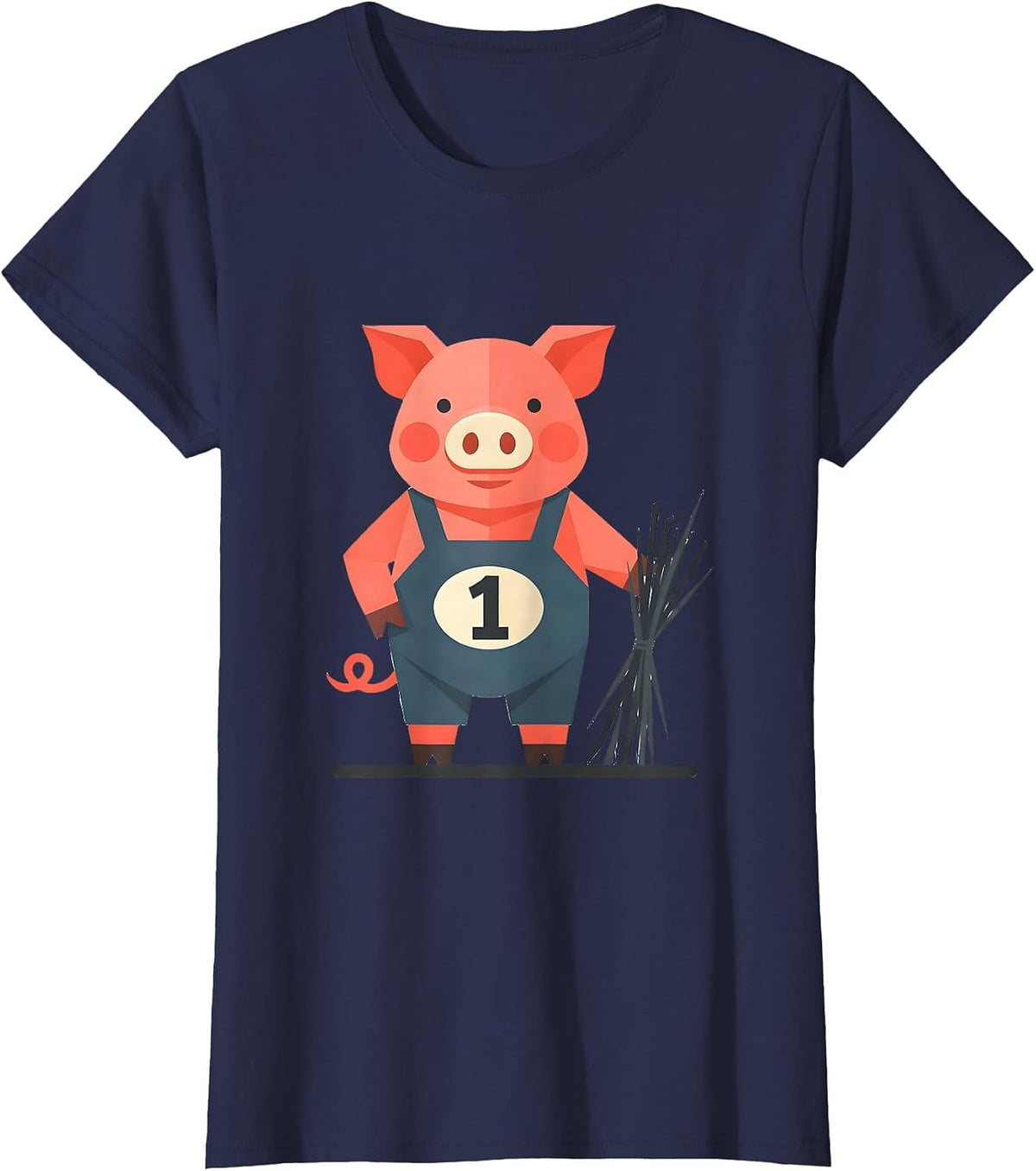 Women's 1 Funny Pig Lover Halloween Costume Humor T-Shirt - Navy Blue