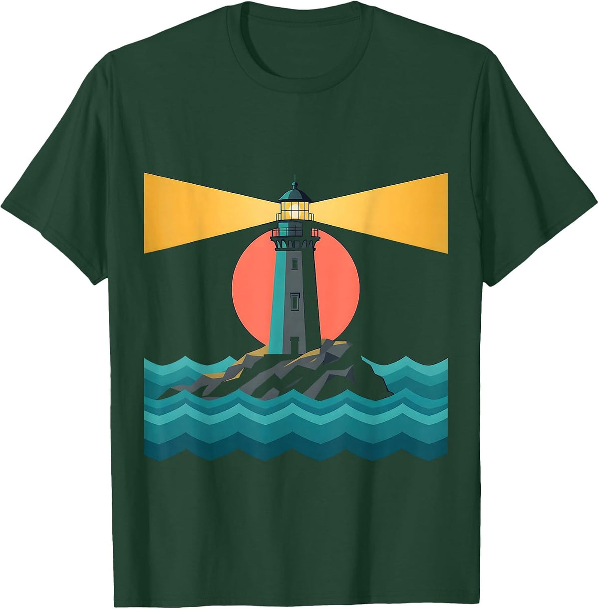 Lighthouse Beam Over Water Special Ed Teacher T-Shirt - Dark Green