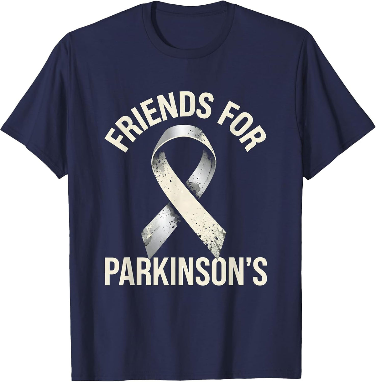 Men's Friends For Parkinson's Support Squad Silver Grey Ribbon T-Shirt - Navy Blue