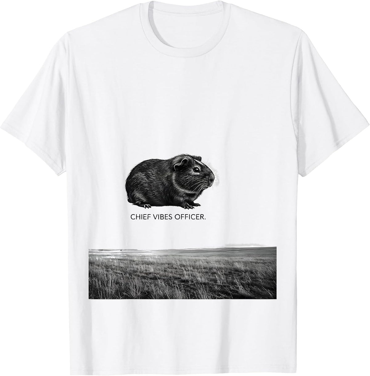 Men's Chief Vibes Officer Funny Guinea Pig Meme Bootleg Animal T-Shirt - White