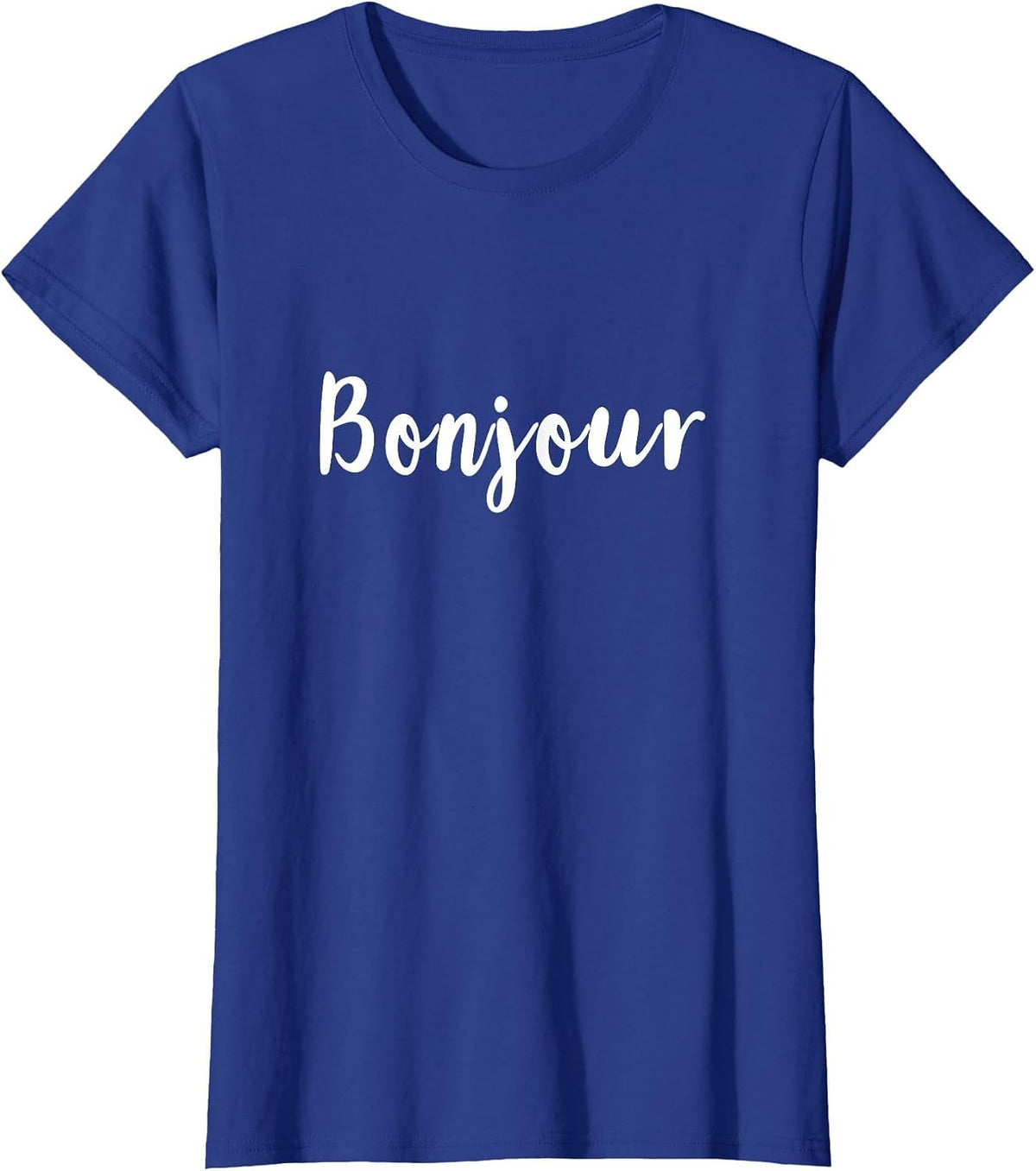 Bonjour Hello French Proverb Graphic Design T-Shirt - Royal Blue