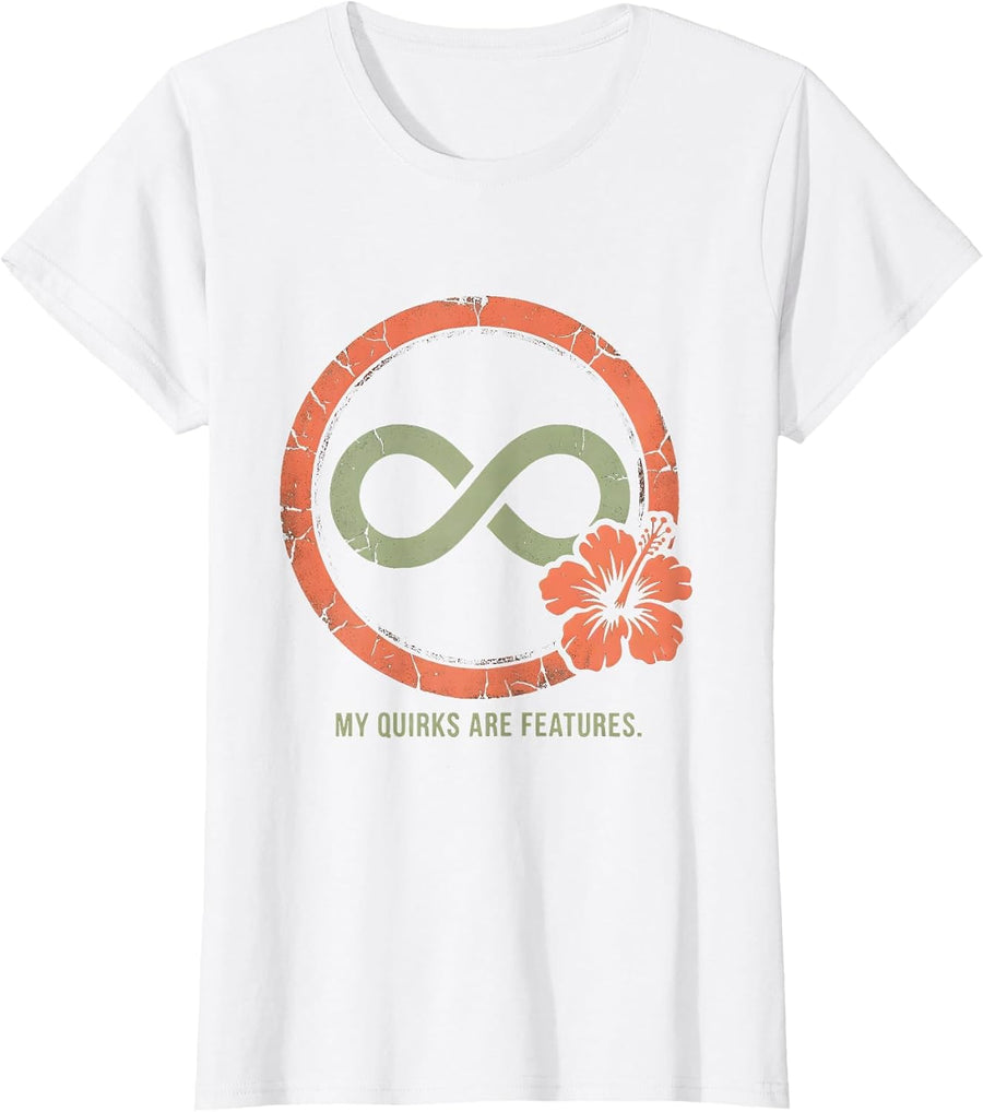 Women's My Quirks Are Features Autism Awareness Design T-Shirt - White