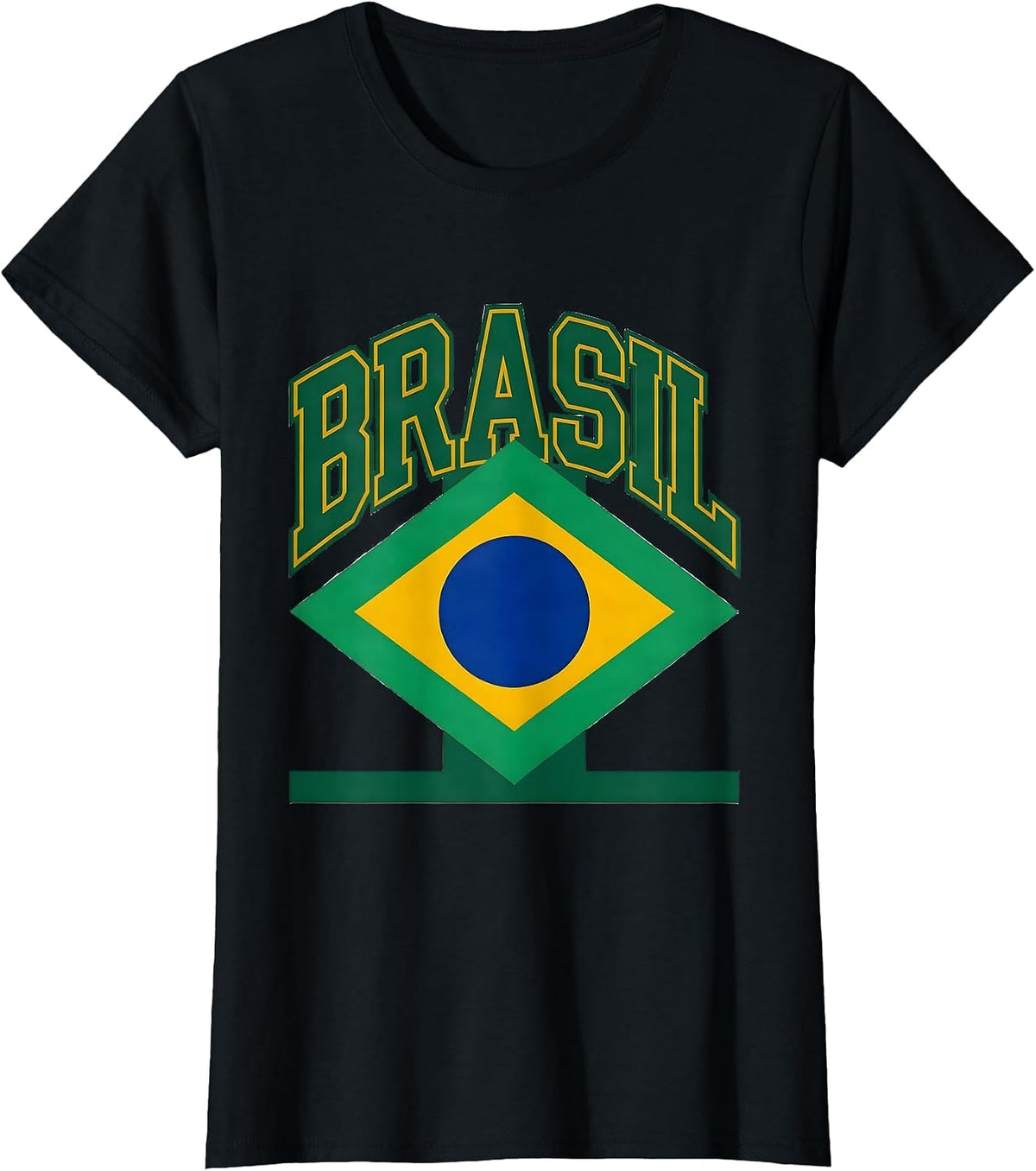 Women's BRASIL Bold Brazilian Flag National Pride Heritage Month T-Shirt - Black