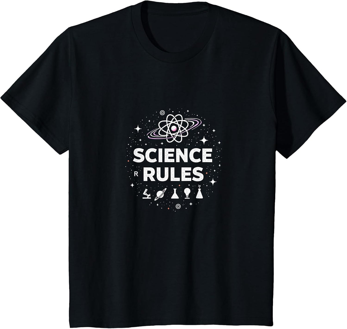 Science Rules Space Exploration Teacher Gift Cosmic Theme T-Shirt - Black