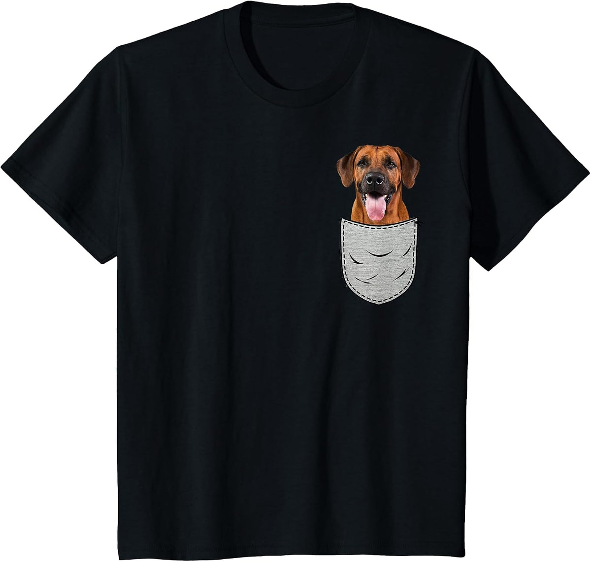 Rhodesian Ridgeback Chest Bag Pocket Dog Owners T-Shirt - Black