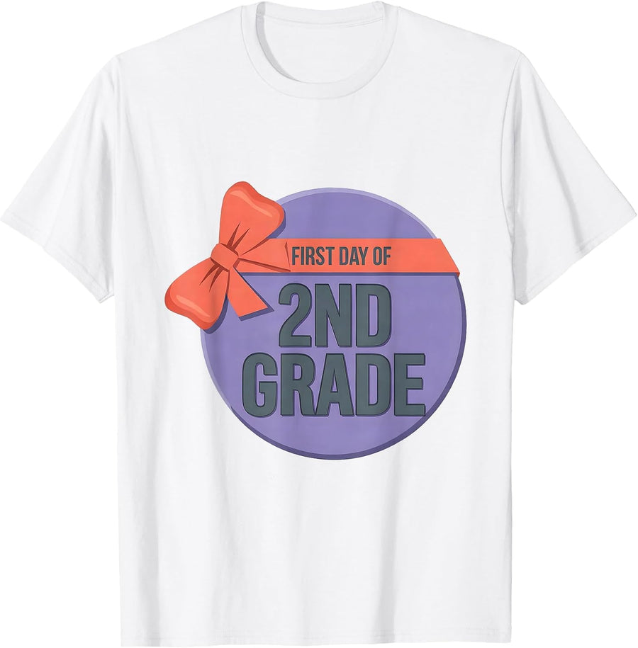Men's First Day Of 2nd Grade Coquette Bow Back To School Girly T-Shirt - White