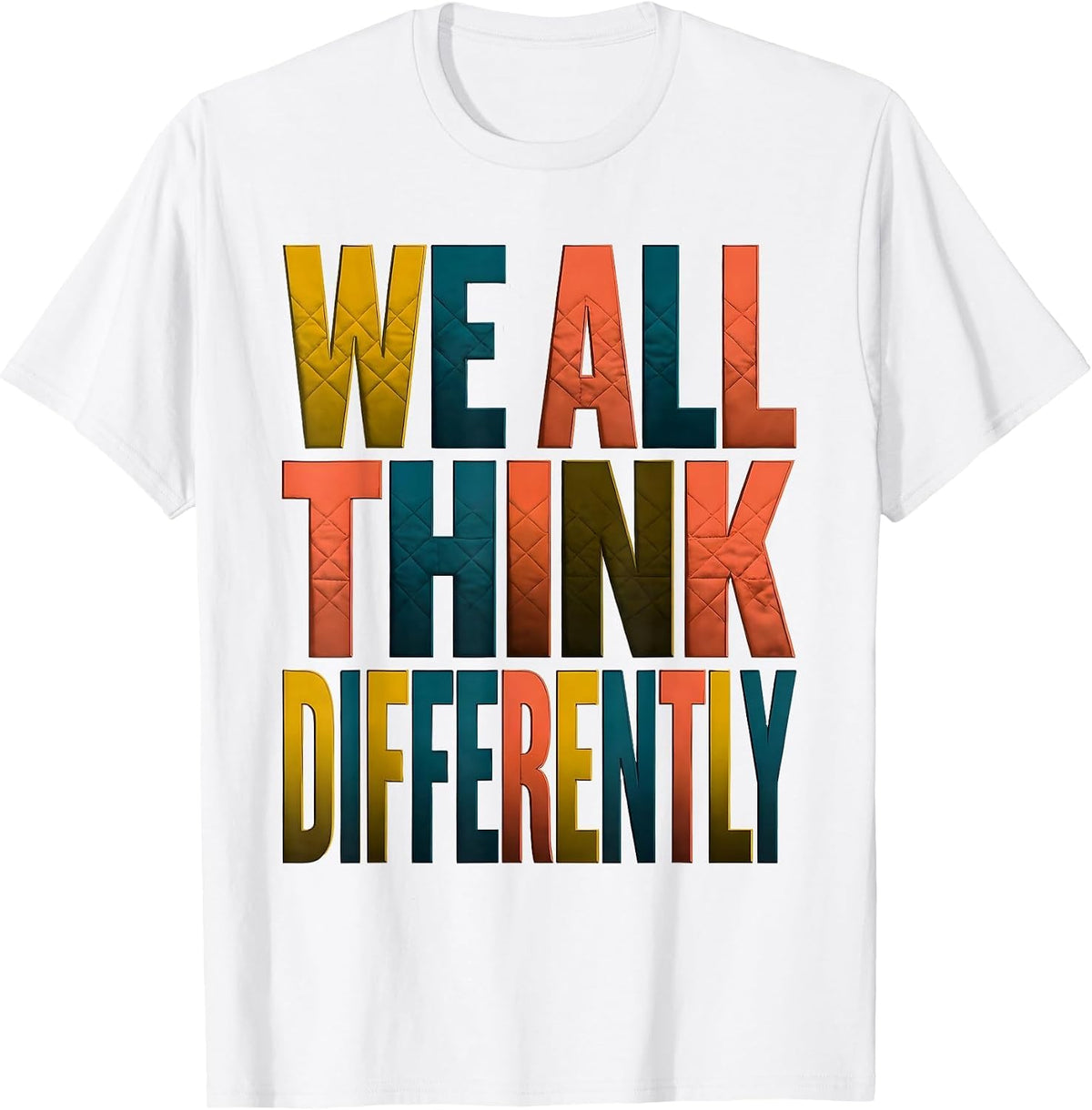 Men's We All Think Differently Autism Awareness Design T-Shirt - White