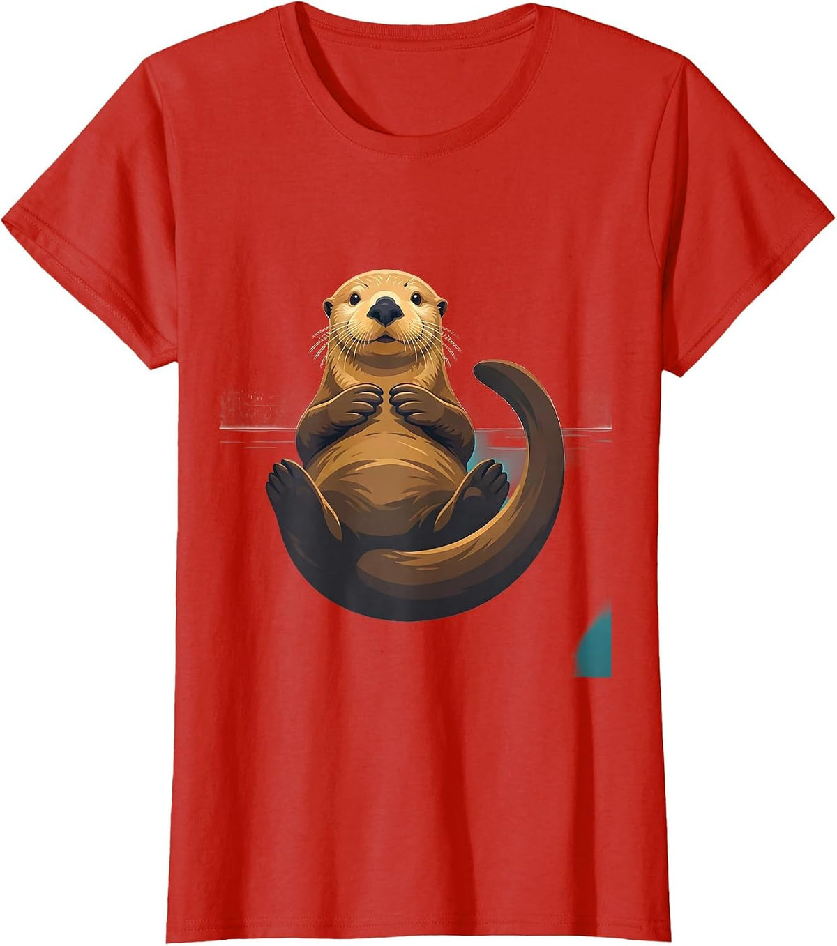 Women's Back-Floating Sea Otter Funny Animal Lover Gift T-Shirt - Red