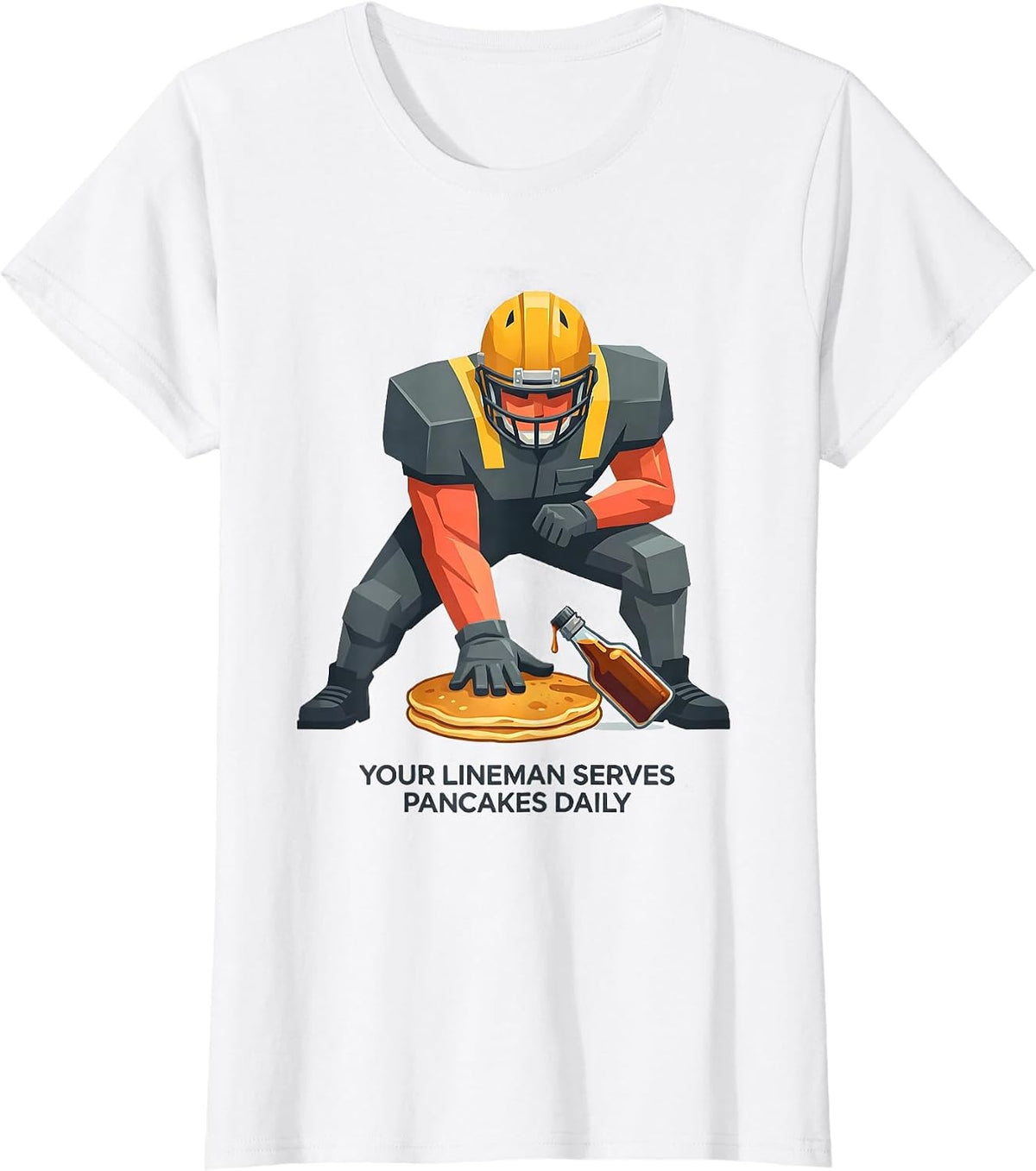 Women's Your Lineman Serves Pancakes Daily Funny Breakfast Food T-Shirt - White